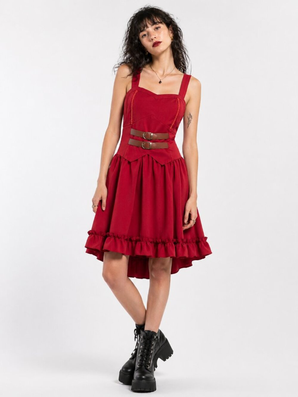 SCARLET DARKNESS Burgundy Gothic Steampunk Dress Small